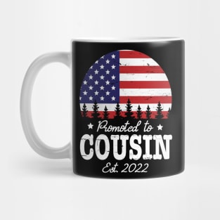 US Flag American Promoted To Cousin Est 2022 Sister Brother Mug